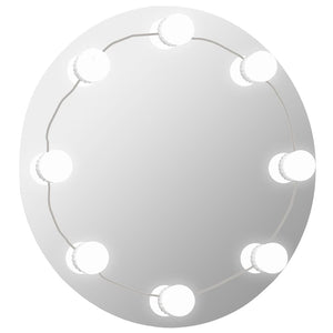 Wall Mirror With Led Light Silver Glass, EVA, Plastic
