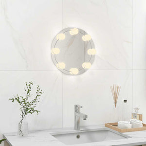 Wall Mirror With Led Light Silver Glass, EVA, Plastic