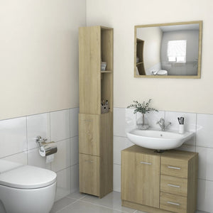 Bathroom Cabinet Sonoma Oak Engineered Wood 9.8 x 10.4 x 66.9 in