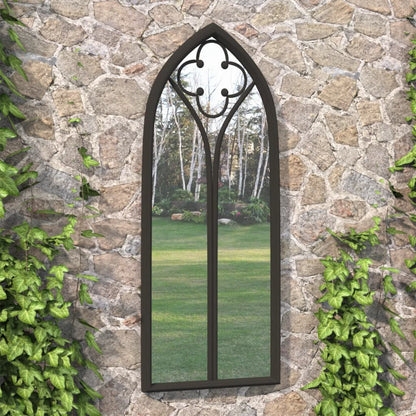 Garden Mirror Black Iron, Glass 27.6x11.8 in Decorative inlays