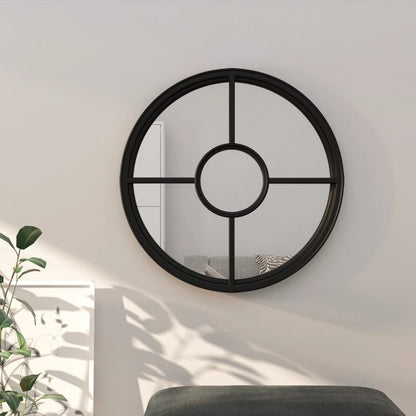 Mirror Black Iron Decorative Inlays Mirror Round Gothic