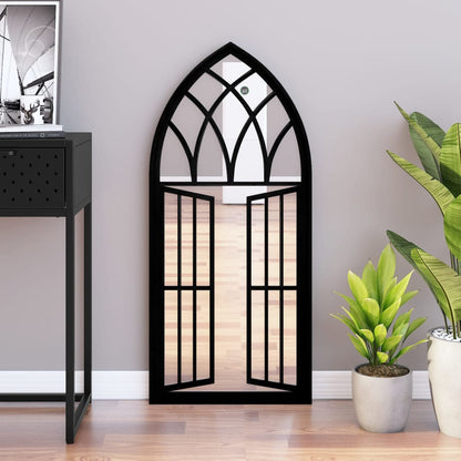 Mirror Black Iron 39.4 x 17.7 in Decorative Inlays Mirror