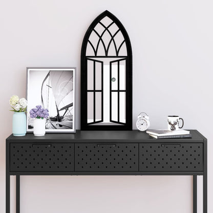 Mirror Black Iron, Glass 27.6x11.8 in Decorative Inlays Mirror