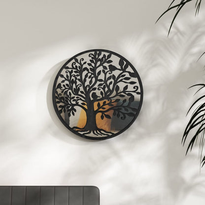 Mirror Black Iron and glass 23.6 in diameter Decorative Inlays
