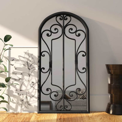 Mirror Black Iron, Glass 27.6 x 11.8 in Decorative Inlays