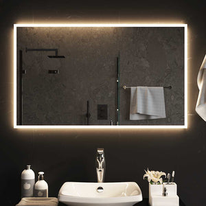 LED Bathroom Mirror White Glass 40 x 24 in LED Bathroom Mirror