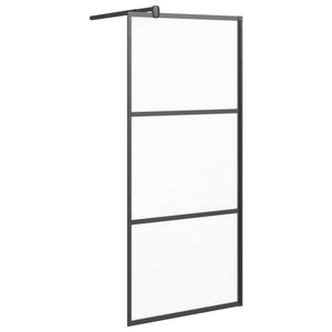 Walk-in Shower Wall 35.4"x76.8" Frosted ESG Glass Black