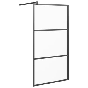 Walk-in Shower Wall 39.4"x76.8" Frosted ESG Glass Black