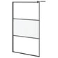 Walk-in Shower Wall 45.3"x76.8" Frosted ESG Glass Black