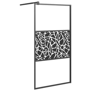 Walk-in Shower Wall 39.4"x76.8" ESG Glass with Stone Design Black