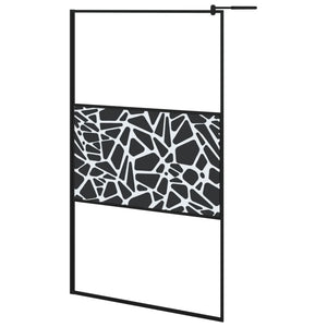 Walk-in Shower Wall 45.3"x76.8" ESG Glass with Stone Design Black