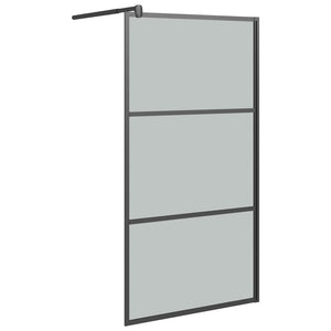 Walk-in Shower Wall 45.3"x76.8" Dark ESG Glass Black