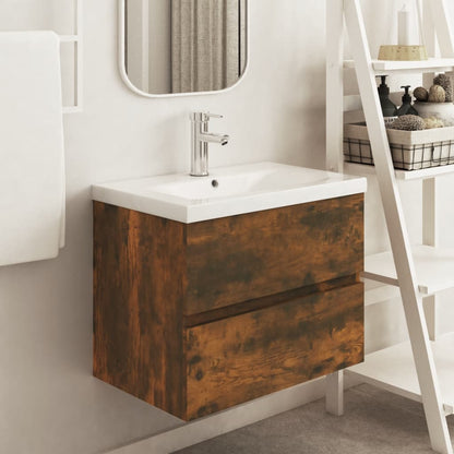 Sink Cabinet Smoked Oak 23.6"x15.2"x17.7" Engineered Wood