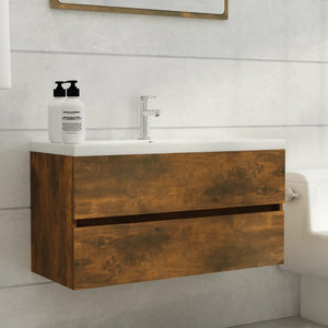 Sink Cabinet Smoked oak Engineered wood 35.4 in
