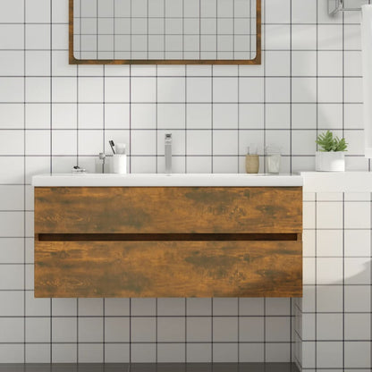 Sink Cabinet Smoked oak Engineered wood 39.4 in Sink Cabinet