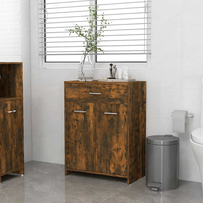 Bathroom Cabinet Smoked Oak Engineered Wood 23.6 x 13.0 x 31.5 in