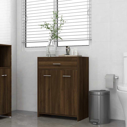 Bathroom Cabinet Brown Oak Engineered Wood Bathroom Cabinet