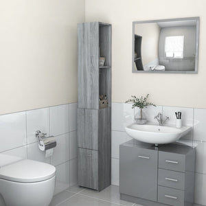 Bathroom Cabinet Grey sonoma Engineered wood Tall