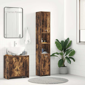 Bathroom Cabinet Smoked oak Engineered wood Tall Bathroom Cabinet