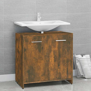 Bathroom Cabinet Smoked Oak Engineered wood 23.6x13.0x23.6 in