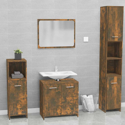 Bathroom Furniture Set Smoked Oak Engineered Wood Standard