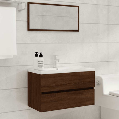 Bathroom Furniture Set Brown Oak Engineered wood, acrylic