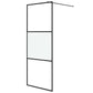 Walk-in Shower Wall Black 31.5x76.8" Half Frosted ESG Glass
