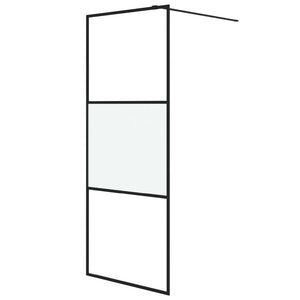 Walk-in Shower Wall Black 31.5x76.8" Half Frosted ESG Glass