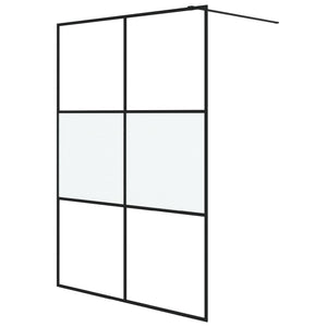 Walk-in Shower Wall Black 55.1x76.8" Half Frosted ESG Glass