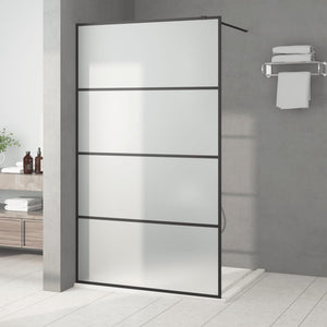 Walk-in Shower Wall Black 45.3x76.8" Frosted ESG Glass