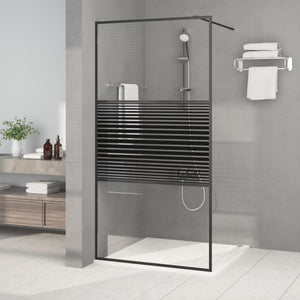 Walk-in Shower Wall Black 39.4x76.8" Clear ESG Glass
