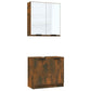 Bathroom Furniture Set Smoked Oak Engineered Wood, Glass Compact