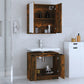 Bathroom Furniture Set Smoked Oak Engineered Wood, Glass Compact