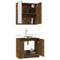 Bathroom Furniture Set Smoked Oak Engineered Wood, Glass Compact