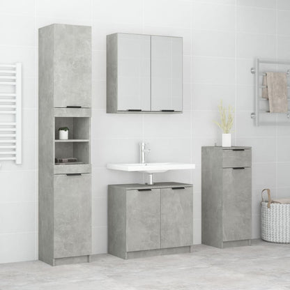 Bathroom Furniture Set Concrete Gray Engineered wood, glass