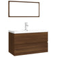 Bathroom Furniture Set Brown Oak, White Engineered Wood, Ceramic