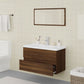 Bathroom Furniture Set Brown Oak, White Engineered Wood, Ceramic