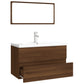 Bathroom Furniture Set Brown Oak, White Engineered Wood, Ceramic