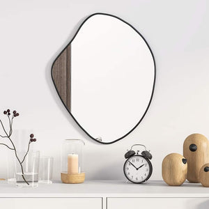 Wall Mirror Black Glass, PVC Medium Minimalistic Wall Mirror