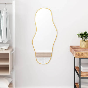 Wall Mirror Gold Glass, PVC 35.4 x 15.7 in Wall Mirror Oblong
