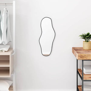 Wall Mirror Black Glass, PVC 23.6 x 9.8 in Wall mounting