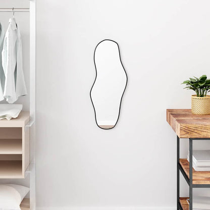 Wall Mirror Black Glass, PVC 23.6 x 9.8 in Wall mounting
