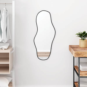 Wall Mirror Black Glass, PVC 31.5 in x 13.8 in Minimalistic