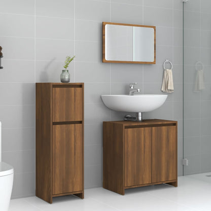 Bathroom Furniture Set Brown oak Engineered wood Medium