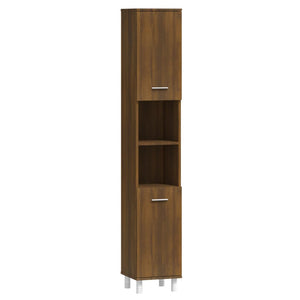 Bathroom Cabinet Brown Oak Engineered Wood Tall Storage