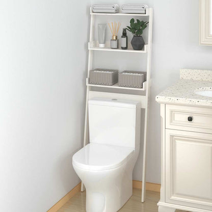 Toilet Rack White Solid Pine Wood 25.0x12.6x70.5 in Toilet Rack