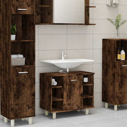 Bathroom Cabinet Smoked oak Engineered wood Medium