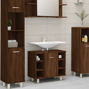 Bathroom Cabinet Brown oak Engineered wood Medium