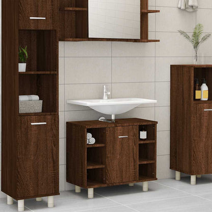 Bathroom Cabinet Brown oak Engineered wood Medium