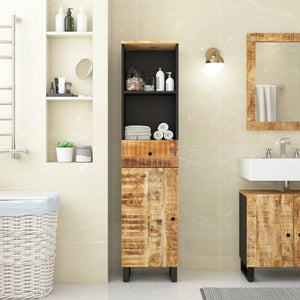 Bathroom Cabinet Black Solid Mango Wood 63 in high Modern